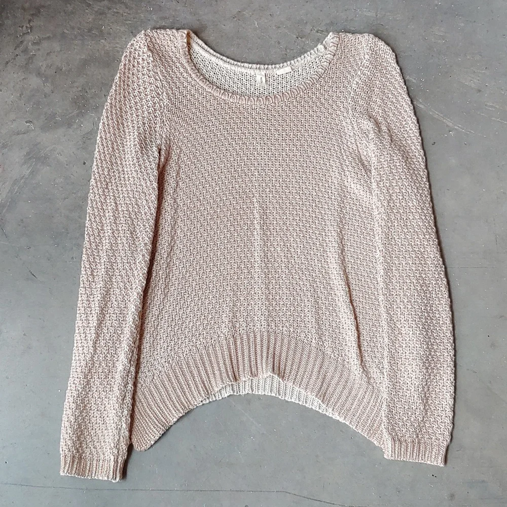Moth Anthropologie Gold Metallic Shimmer Stitch Pullover Sweater medium